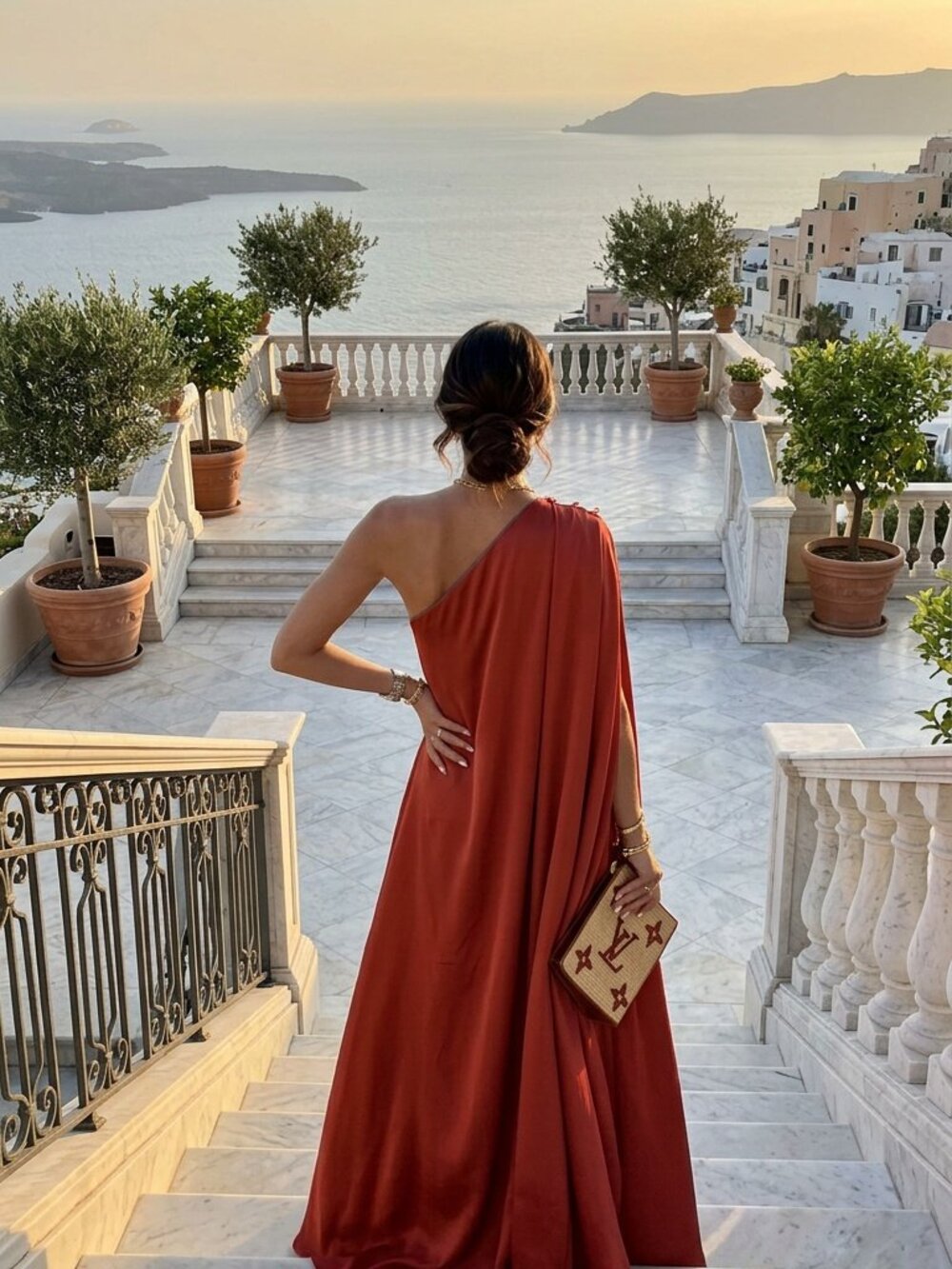 Party Dress Women Elegant Summer Vacation Dress, Color Rust
